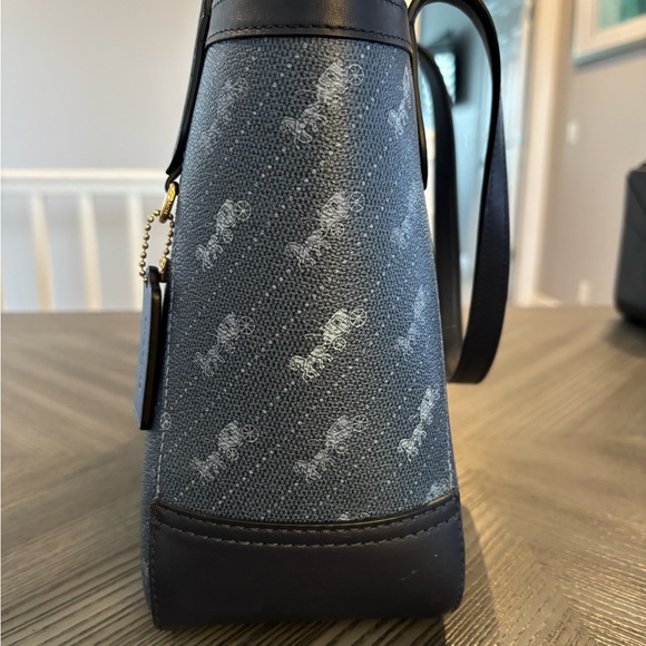 Coach Horse and Carriage Tote 27 Dot Print Coated Canvas in Denim Blue - Picture 2 of 6